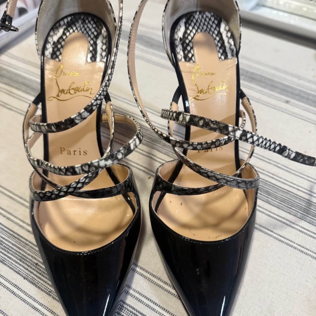 Christian Louboutin Black And Snake Print Heels
